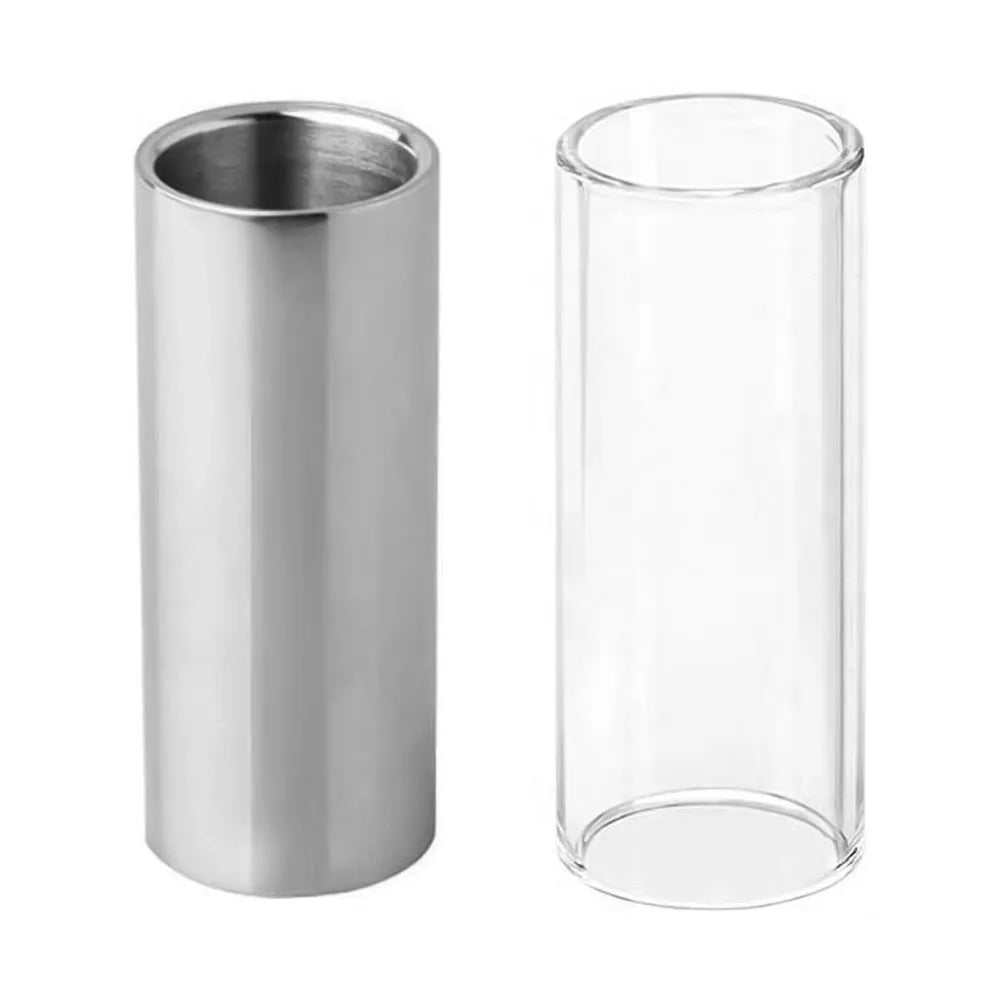 2pcs Guitar Finger Slide Kit with Glass Slide Stainless Steel Slide for Guitar Bass