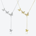 FUAMAY Collares Para Mujer Fashion 925 Silver Butterfly Pendant Lariat Necklace Butterfly Necklace