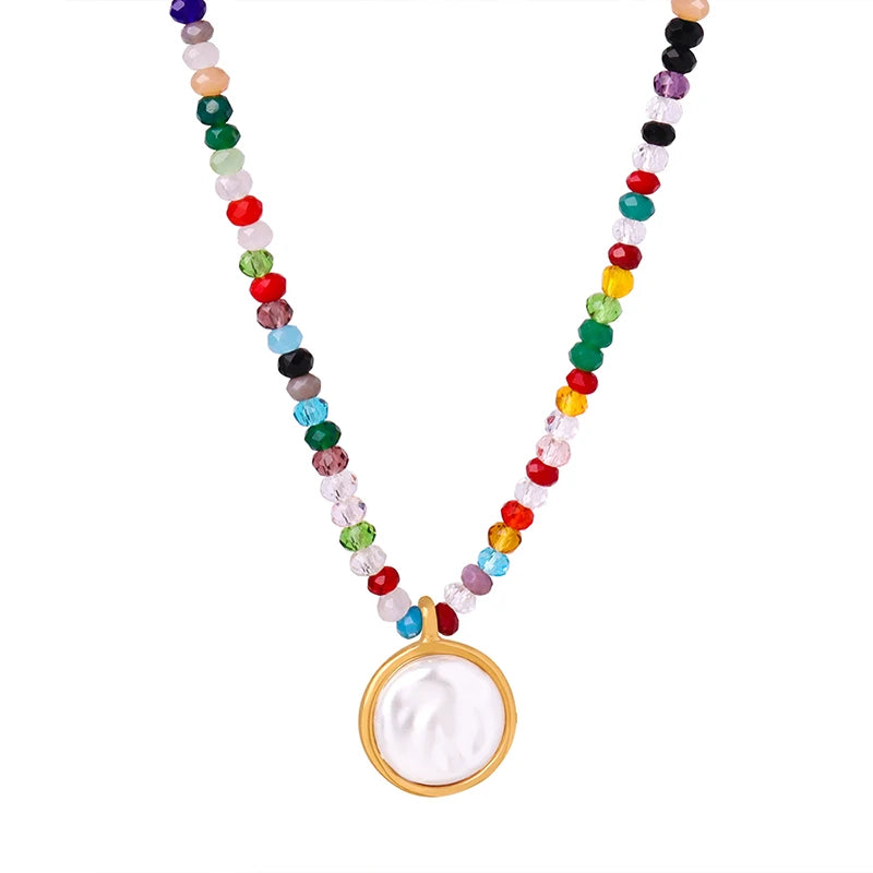 Custom Design Fashion Brand Gold Plated Pendant Chains Beads Necklace Stainless Steel for Women