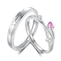 Light Luxury Fine Jewelry Couple Rings 925 Sterling Silver Adjustable Star Pink Heart Matching Ring Set for Men Women Lover