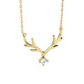 Christmas Jewelry 925 Sterling Silver Cubic Zirconia Necklaces Jewel Gold Plated Animal Antler Deer Pendant Necklace for Women