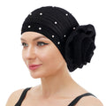 Factory Wholesale  3D Flower Beaded Mesh Turban Head Warp Designer Headbands for Womens Outdoor Shinny Turban