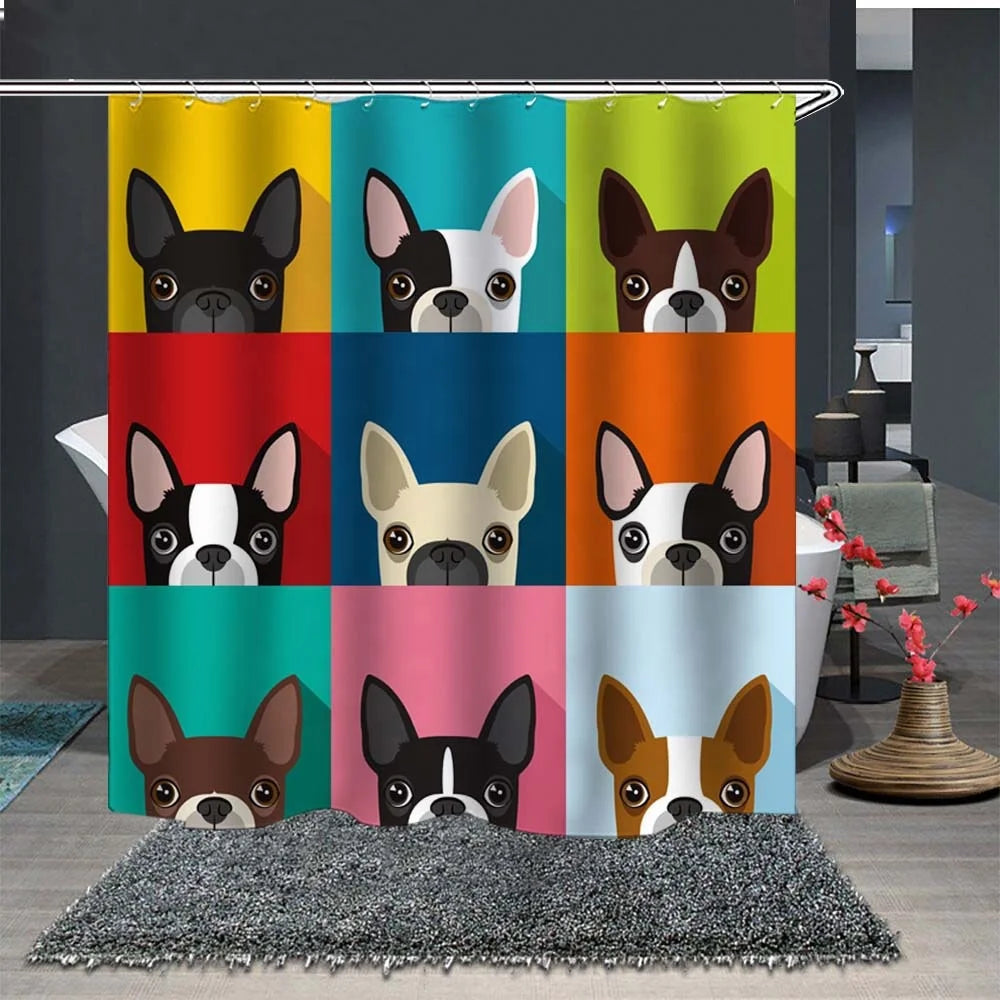 Factory Direct Custom Service 3D Printed Animal Bath Shower Curtain Cute Dog Puppy Printed Waterproof Shower Curtain