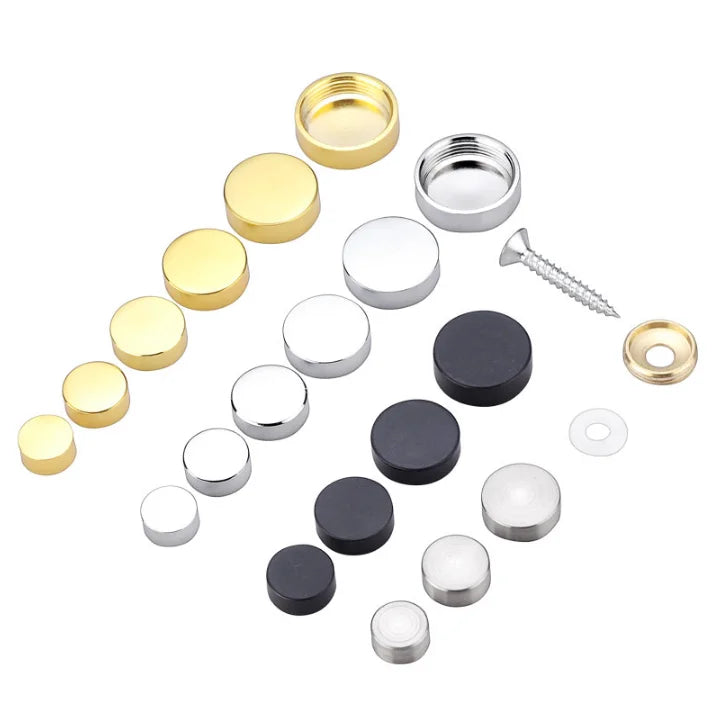 19mm Furniture Accessories Glossy Chrome Mirror Screw Mirror Covers Silver Black Gold White Color