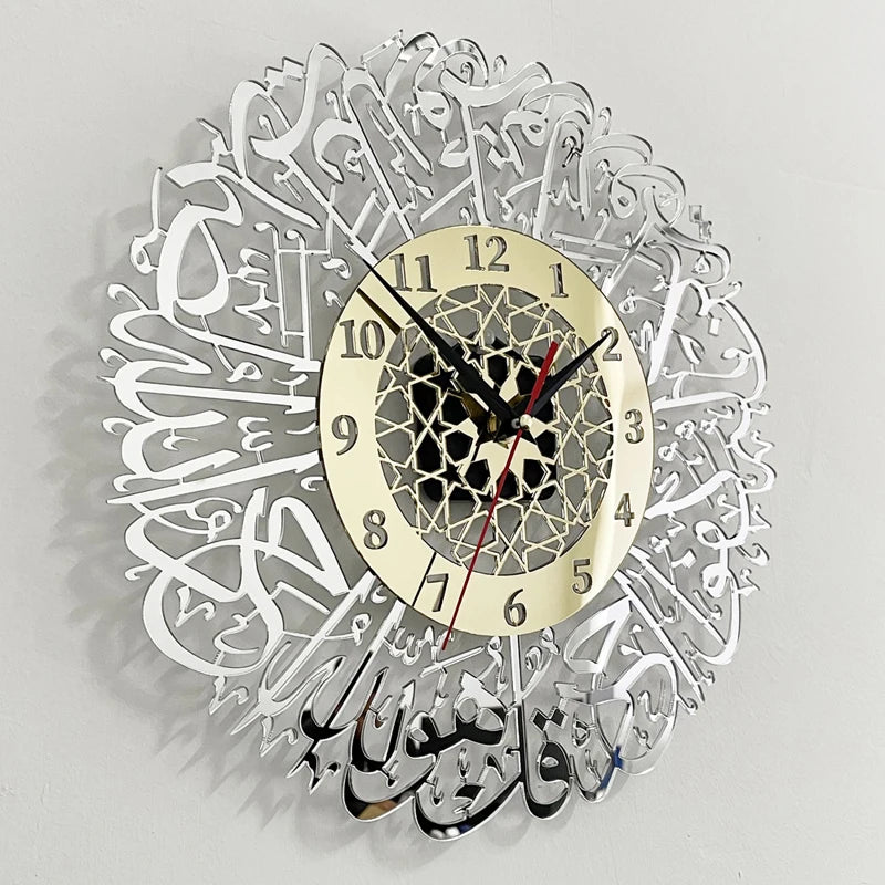 Nice 3d Mirror Wall Sticker Clock Home Decor Islamic Room Sticker Decor Wall