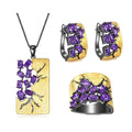 C7875 Abiding Hot Sell Jewelry Natural Stone Amethyst London Blue Topaz 925 Sterling Silver 4 Pieces Fine Jewelry Sets