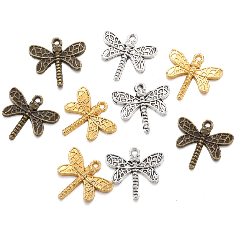 3 Colors Dragonfly Charms Bronze Tibetan Silver Plated Pendants Antique Jewelry Making DIY Handmade Craft 23*17mm D222