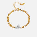2024 Dazan New Winter 18k Gold Plated Tarnish Free French Lucky Grass Tear Zircon Design Clavicle Anklet Necklace Bracelet Set