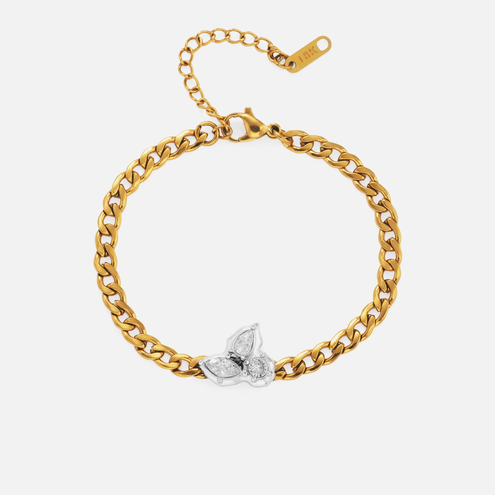 2024 Dazan New Winter 18k Gold Plated Tarnish Free French Lucky Grass Tear Zircon Design Clavicle Anklet Necklace Bracelet Set