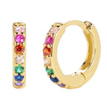 Nagosa Fine Jewelry 925 Sterling Silver huggies Simple 18k Gold Vermeil rainbow Cz Hoop Earrings for Women