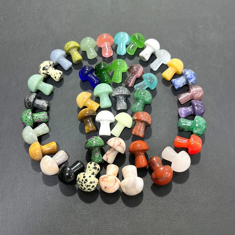 DIY Mini 2cm Agate Quartz Mushroom Crystal Ornament Polished Natural Stone Statue Lovely Gift Idea