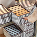 New Style Household Foldable Houndstooth Fabric Injection-Molded Eco-friendly Reusable Boxes Handle for Clothing Organizer
