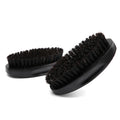 Stock Wholesale OEM Laser Logo Black Wooden Brush Private Label Medium Hard Boar Bristle Brush Men's Beard Brush for Mustache