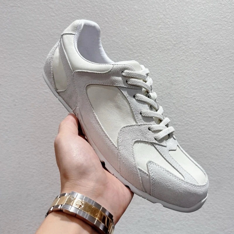 Classic Luxury Brands Men's Casual White/Black Lace-up Genuine Leather Toe Height Increasing Spring/Winter Summer Sports Running