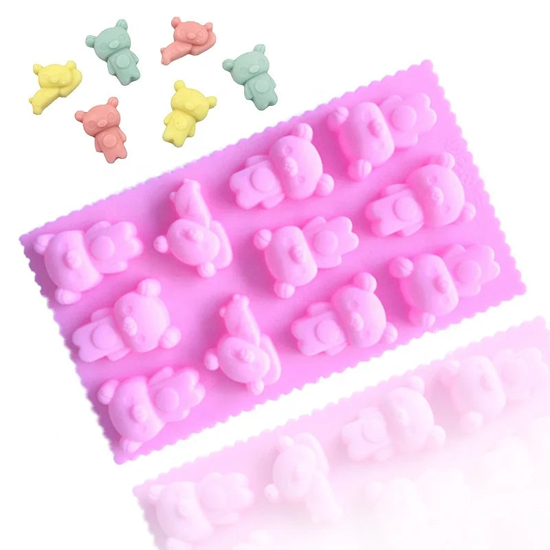 030 11 Cavity Grid Bear Shaped Silicone Trays Chocolate Silicone Molds Chocolate Silicone Mold 2023 Hot Sell Bpa Free