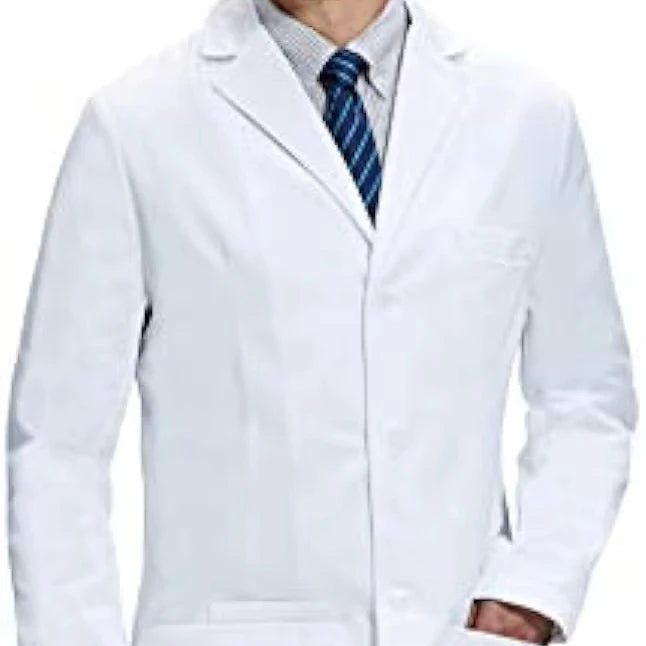 White Lab Coat Medical Uniforms Coat for Men Unisex Long Sleeve Cotton Doctor's Costume for Adult (S-XXL)