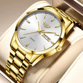 LIGE LG8970 Stainless Steel Week Display Watch for Men Analog Quartz Waterproof Business Designer Dress Watch Calendar Gift Box