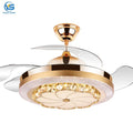 Exporters Y041 Luxury Crystal Ceiling Fans Remote Control 42inch Invisible Crystal Ceiling Fan