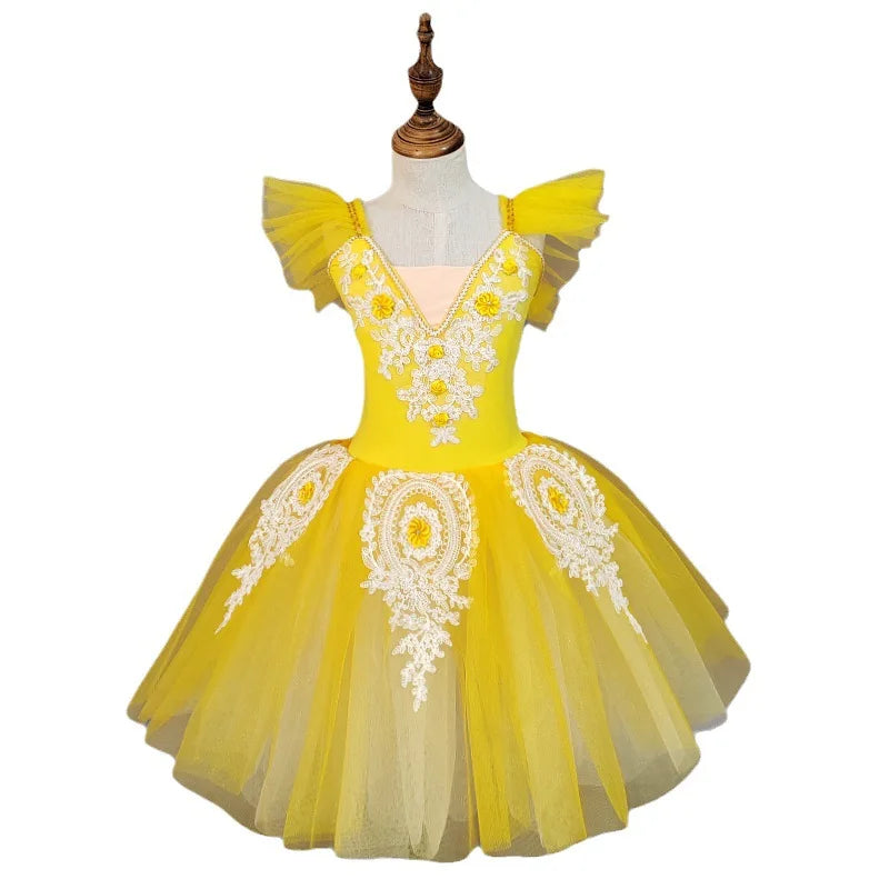 Children's Tutu Princess Tulle Pompadour Dance Dress Female Performance Training Costume