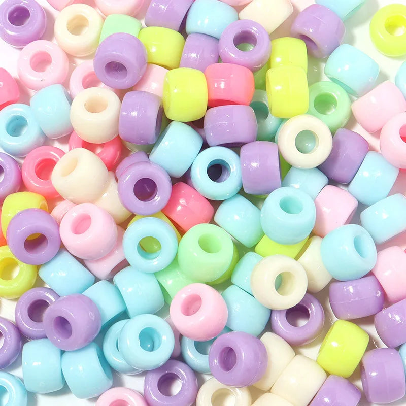 CJ Wholesale Acrylic Loose Round Beads Various Colors Big Hole 6*9mm 100pcs/bag for Jewelry Making