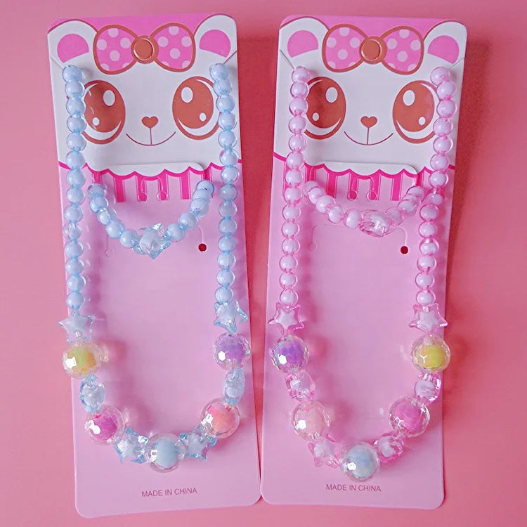 Children's Necklace Bracelet Set Princess Girl Accessories Gift 2PCS/set Necklace Jewelry