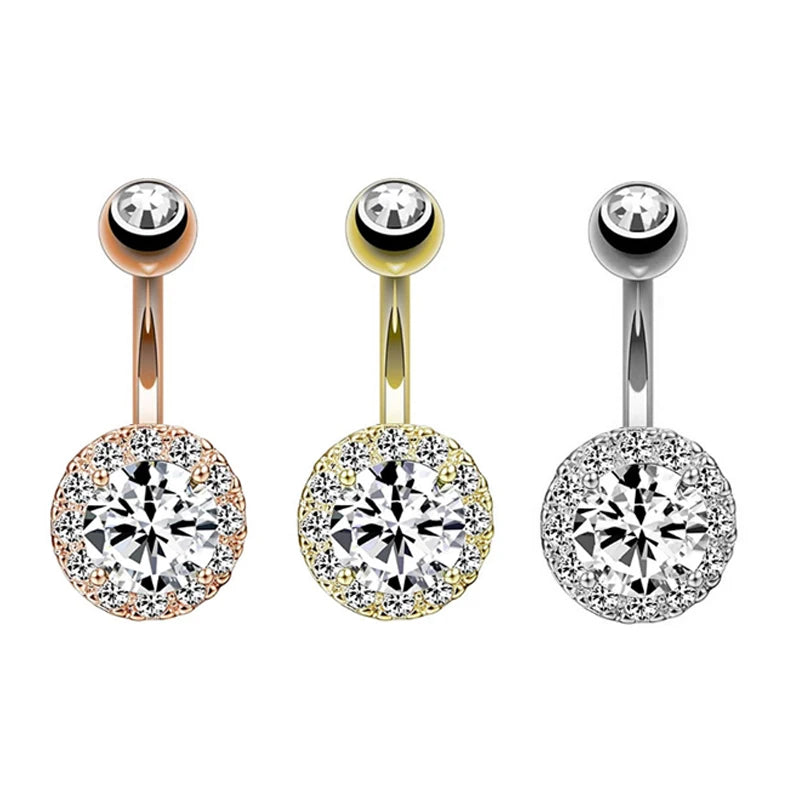 Wholesale Bulk 316 Stainless Steel Princess Navel Rings Large Zircon Drill Wedding Jewelry for Women Trending Parties Gifts