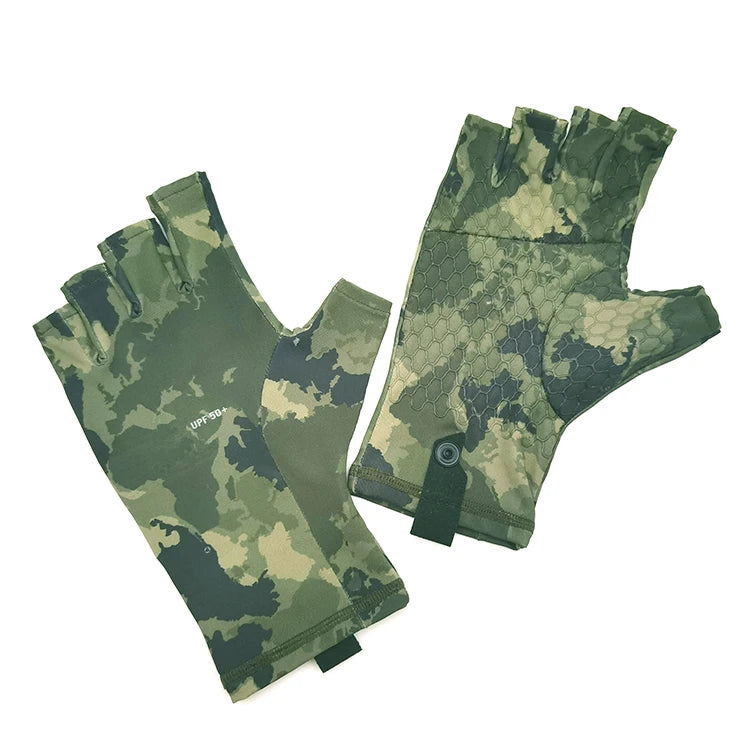 Guantes Para Pesca UPF UV 50+ OEM Spring Summer Short Half Finger Fingerless Sailing Sun Custom Fishing Gloves