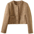 Autumn New Tweed Knitted Coat Women's Casual Versatile Round Neck Single Breasted Coat