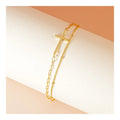 Wholesale Trendy Designer Bracelets 925 Sterling Silver Femme Women's Gold Plated Double Layer Chain Jesus Cross Charm Bracelet