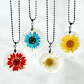 Real Pressed Flower Jewelry Daisy Necklace Pendant White Flower Necklace