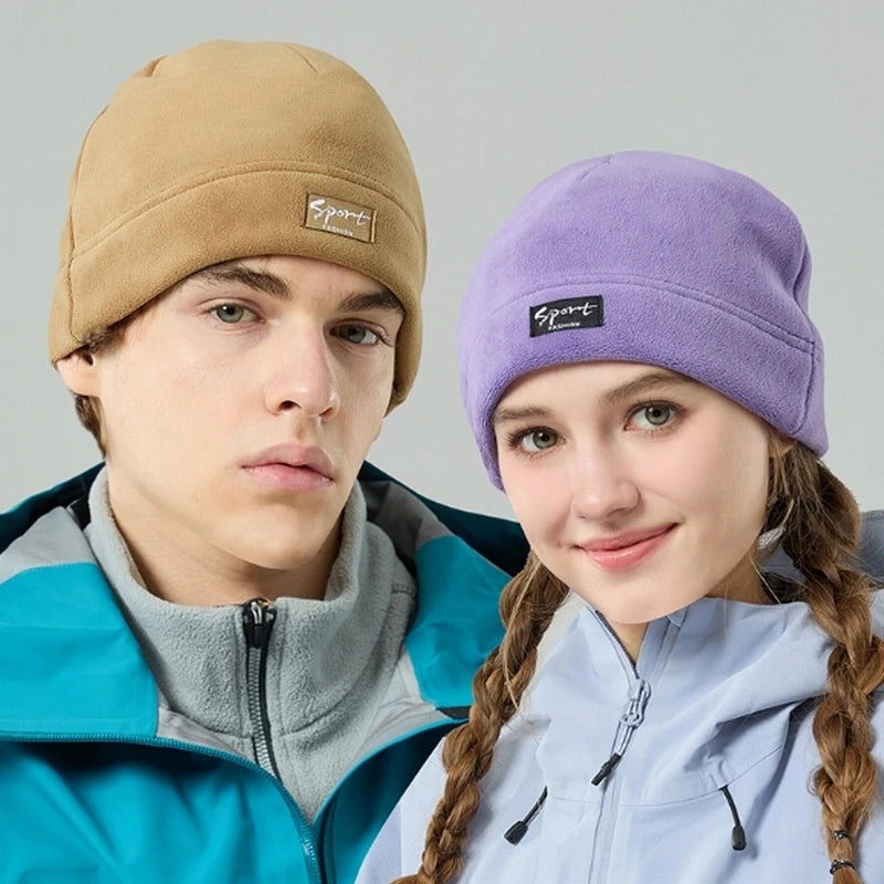 Fleece Hat Mens Winter Skull Cap Fleece Skull Beanie  Running Skiing Cycling Sports Hat for Men Women
