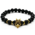 Longteng Jewelry Handmade D Men's Volcanic Stone Beaded Bracelet Unisex Elastic Natural Stone Geometric Pattern Bracelet Bangle