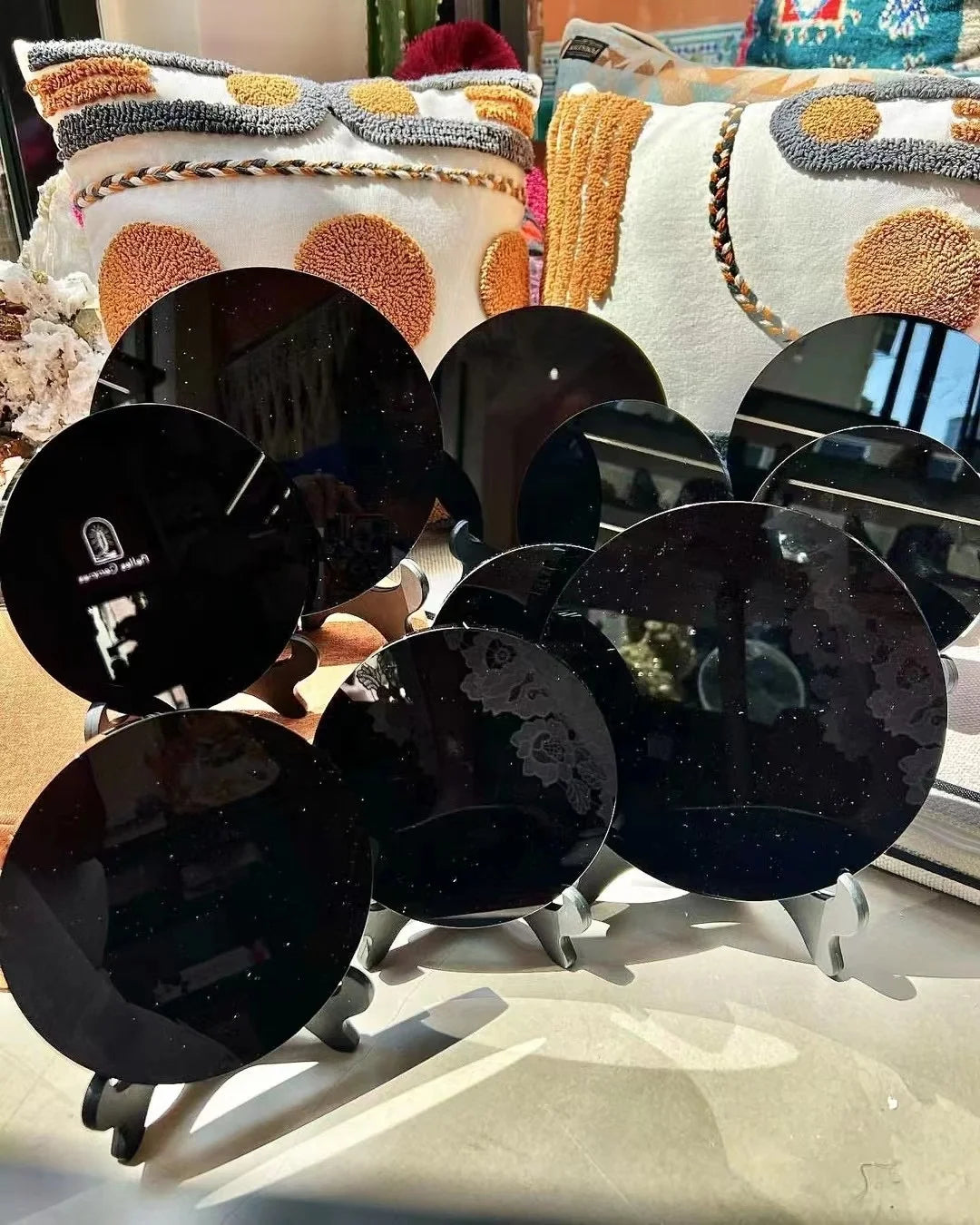 Bulk Sale Natural Black Obsidian Magic Mirror  Healing Crystals Semi-precious Stone Crafts for Home Decoration