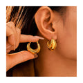 Customized New Arrival Tarnish Free 18k Gold Plated Stainless Steel Hollow Drop Round Beads Chunky Hoop Earrings for Party