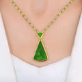 Trendy Green Agate Shape Skirt Pendant Necklaces Gold Jade Stone Quartz Women Jewelry Necklace Pendant for Women Girls