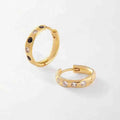 LOZRUNVE Wholesale Jewelry Bezel Colorful Diamond Gemstone Hoop Earring 18k Gold Plated