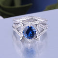 Fashion Cluster Jewelry Rings High End 925 Sterling Silver Rhodium Plated Blue Zircon Ring Set for Men Women Everyday Wear