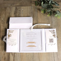 Romantic Folio White Velvet Hardcover Invitation Card Luxury Clear Acrylic Wedding Invitations Gold Initials RSVP Cards