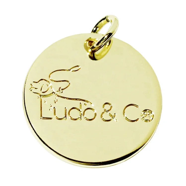 Custom Engraved Name Gold-Plated round Logo Charms Metal Car Key Pendant with Silver Plating for Gift-Jewelry Tags Wholesale