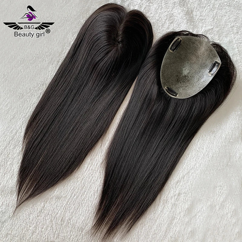 Luxury European Remy Human Hair Ready to Ship Free Part Tape in Soft Skin Base Topper Natural Black Color