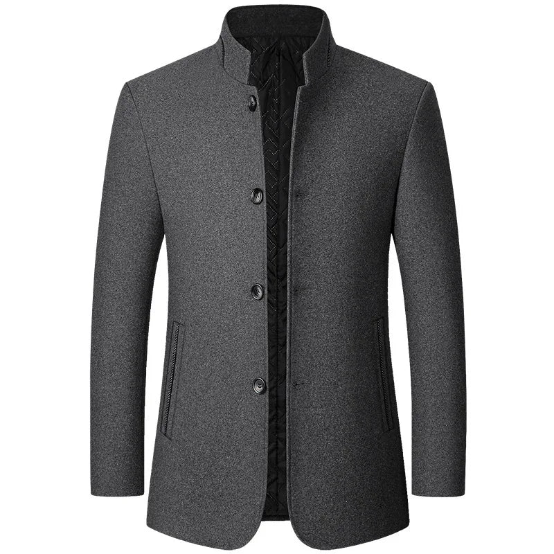 Winter Fashion Men's Wild Overcoat Male Thicken Warm Jackets Trench Outerwear Wool Coat Stand Collar Italian Style