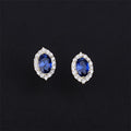Vintage Design Women Sterling Silver Jewelry Sapphire Zircon Earrings