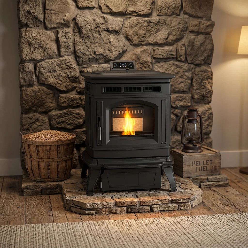 KT1201A European Style Classic Indoor Freestanding Cast Iron Pellet Stove Wifi Home Decoration Real Fire Pellet Stoves