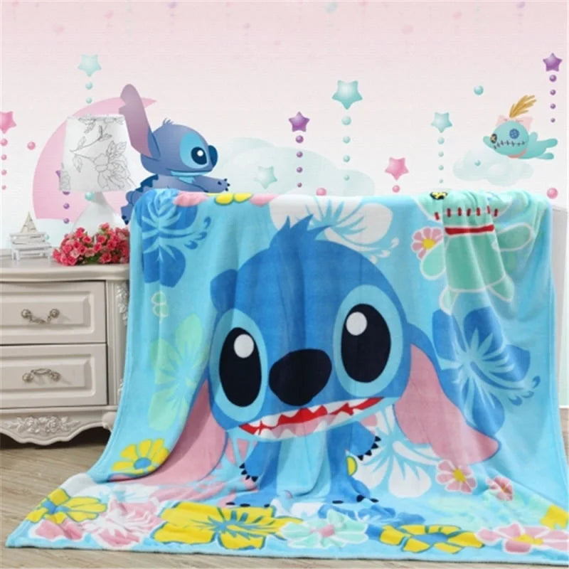 Stitch Coral Fleece Fuzzy Blankets on Bed/Sofa Air Condition Sleeping Cover Bedding Throws Bedsheet for Kids Girls