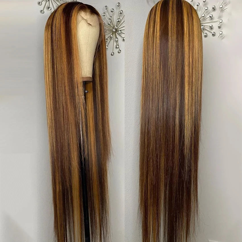 Wholesale 13*4 Silky Straight Wig Highlight Color Human Hair Wigs Virgin Hair Lace Front Human Wigs