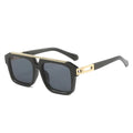 LBAshades 421 Retro Double Bridge Sunglasses Men Fashion square Frame Metal Trendy Sunglasses Women UV400