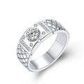 Unique 925 Sterling Silver Moissanite Ring for Men Round Cut 0.5CT Diamond Jewelry Engagement Ring for Wedding