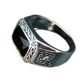 BOCAI Fashion S925 Sterling Silver Punk Style Ring Natural Black Agate Rectangle Ethnic Style Exquisite Gift Parties Men Ring