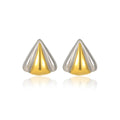 Fashion Stainless Steel 18k Gold Plated Two Stone Waterproof Jewelry Triangle Petal Women Earrings Non Tarnish YF6091