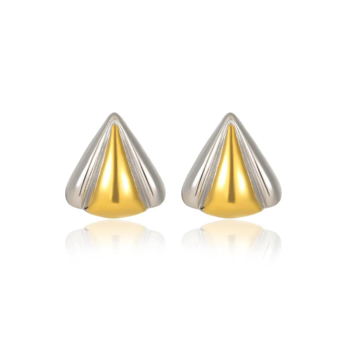 Fashion Stainless Steel 18k Gold Plated Two Stone Waterproof Jewelry Triangle Petal Women Earrings Non Tarnish YF6091
